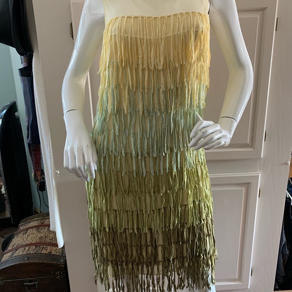 Cartise S8 yellowsgreen flapperstyle cocktaildress - Picture 2 of 5